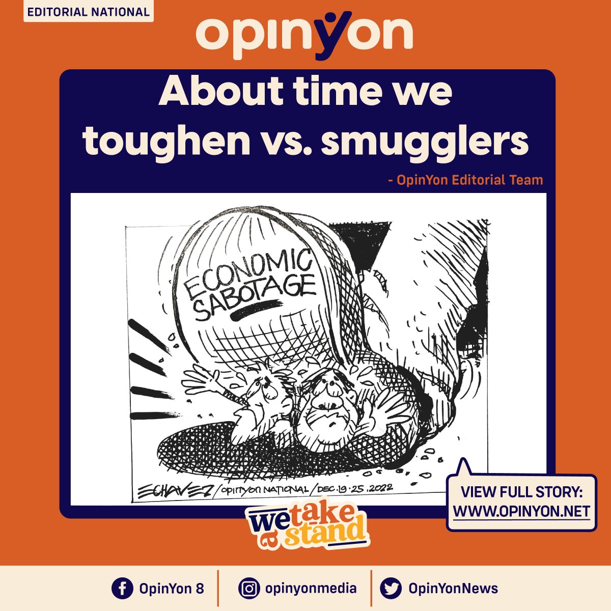 OpinYonNews's tweet photo. About time we toughen vs. smugglers
OpinYon Editorial Team

Read more
https://t.co/8SXtGpxb1T

#AboutTime #Toughen #Smugglers #SenJosephVictorEjercito #Editorial #OpinYonNational https://t.co/FMNoRYaBQj