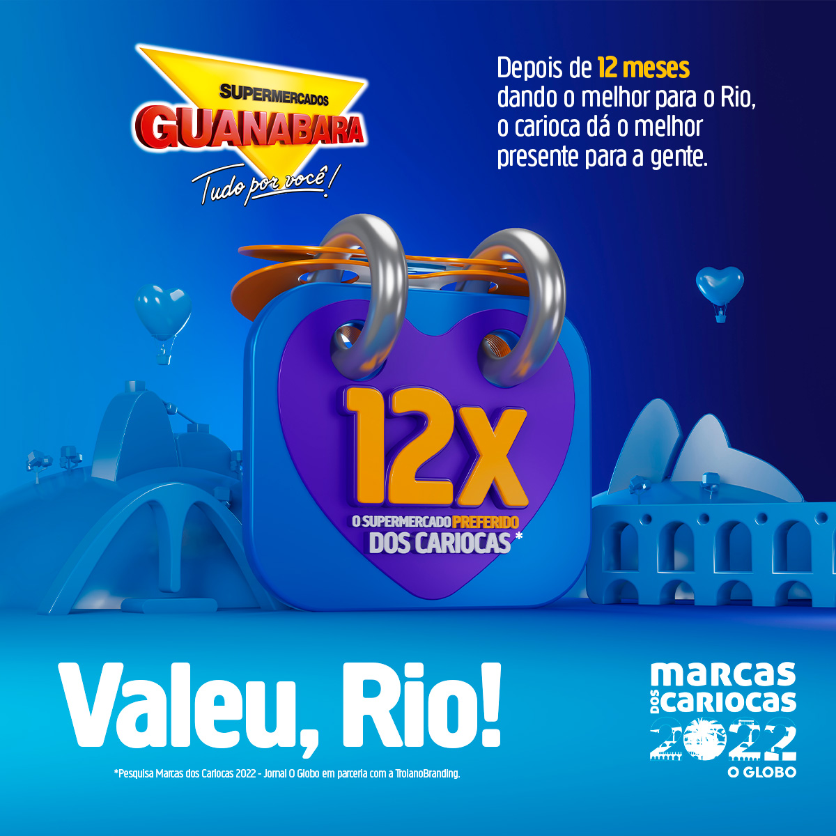 Após mais um ano de muita dedicação, fomos eleitos, pela 12ª vez, o Supermercado Preferido dos Cariocas. Agradecemos o carinho dos nossos clientes e a todos os funcionários que integram nosso time e fazem com que esse reconhecimento seja possível.

Valeu, Equipe! Valeu, Rio!