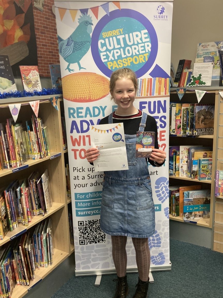 BookhamLibrary's tweet photo. Congratulations to Charlotte who was a winner in the Surrey Culture Explorer challenge.
Here's Charlotte collected her prize @BookhamLibrary
#SurreyExplorer @SurreyLibraries @SurreyNews https://t.co/tjpsmjW3Za