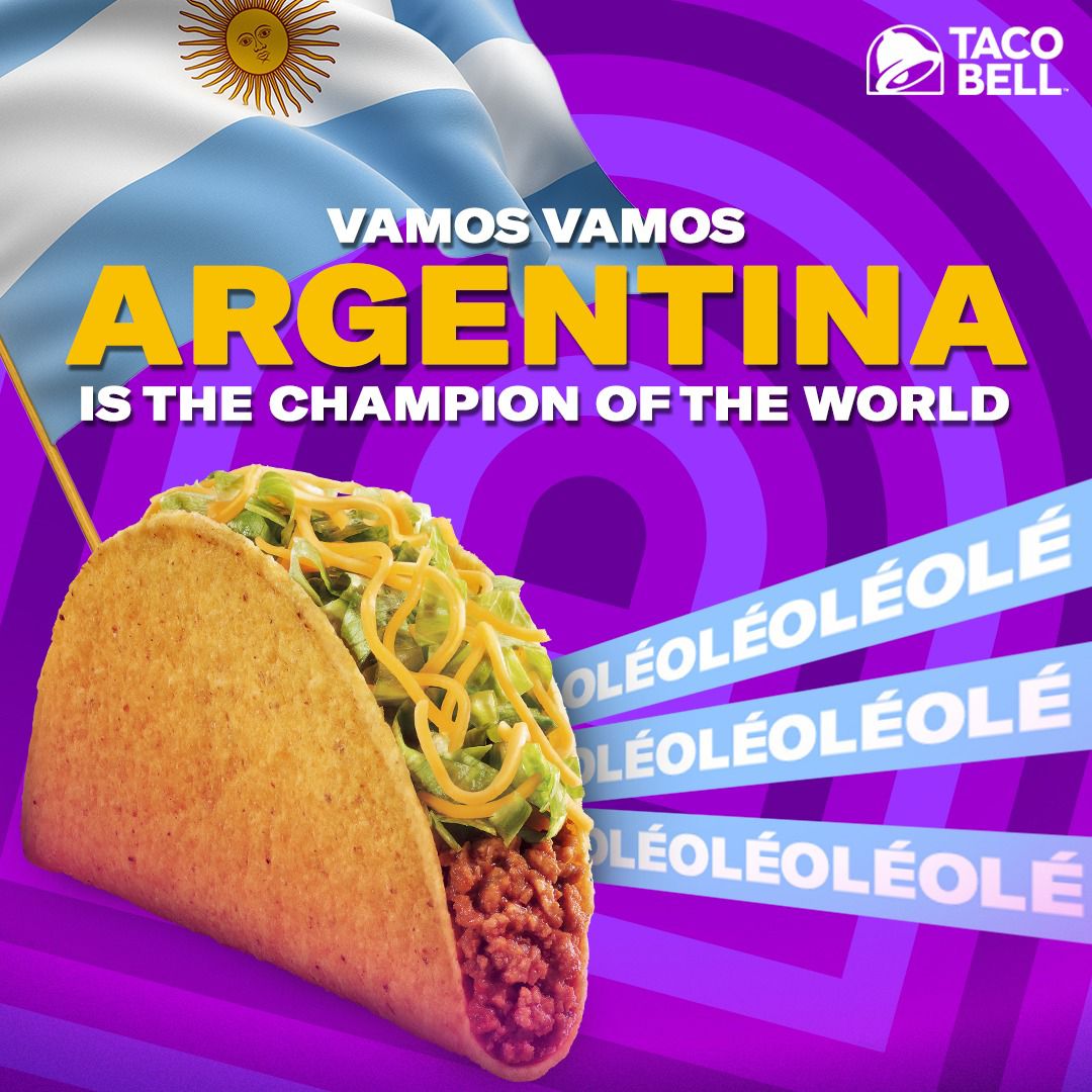 Akhirnyaa Messi bisa bawa Argentina jadi juara pesta bola dunia!! 🇦🇷🔥

Full senyum buat team dan buat lo yang dukung Argentina sampai tendangan penalty terakhir, CONGRATS! 🥳

#WaktunyaTacoBell #TacoBellIndonesia #ArgentinaCampeonDelMundo