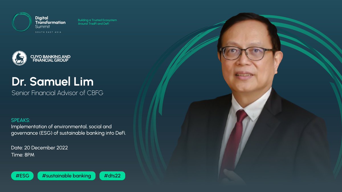 finxeed's tweet photo. 𝐆𝐮𝐞𝐬𝐭 𝐒𝐩𝐞𝐚𝐤𝐞𝐫 that will be covering our upcoming SouthEast Asia Digital Transformation Summit!

Dr. Samuel Lim
Senior Financial Advisor of #CBFG

#finxeed #dts2022 #web3 #blockchains https://t.co/DIbRLbBSXZ