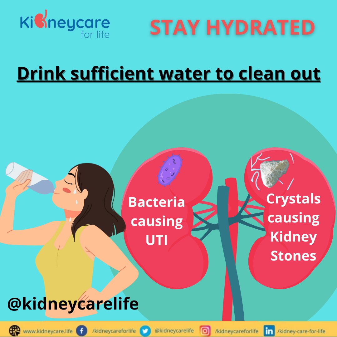 Drink sufficient #water to clean out the reasons for #uti and #kidneystones #kidneycare #kidneyhealth #stayhydrated #kidneyawareness #healthylife #nephrology @kidneycarelife