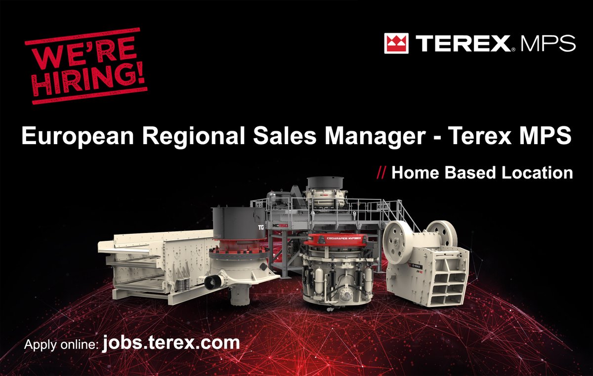Exciting Opportunity at Terex MPS!

As a European Regional Sales Manager for MPS ERA (Europe, Russia &amp; Africa), you should have proven technical sales experience of crushing and screening industry. For more details and to apply online, click here: lnkd.in/gjqCWXQk