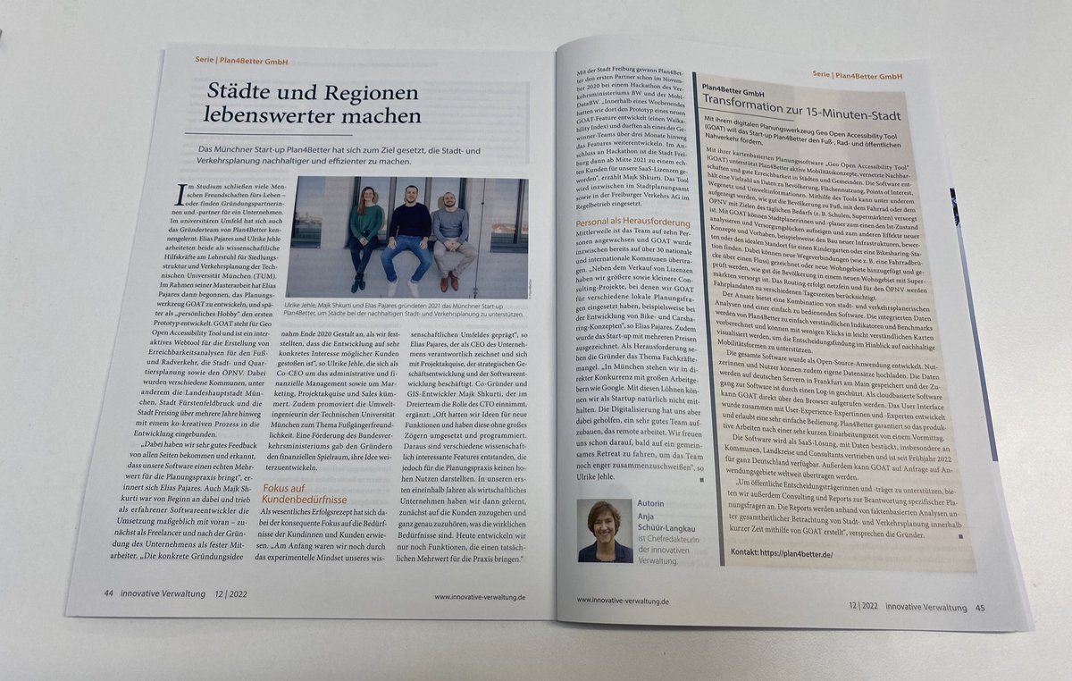 Jetzt im Fachmagazin „Innovative Verwaltung“ Ausgabe 12/2022: unser Beitrag zur Gestaltung lebenswerter Städte und Regionen. Viel Spaß beim Lesen! #Plan4Better