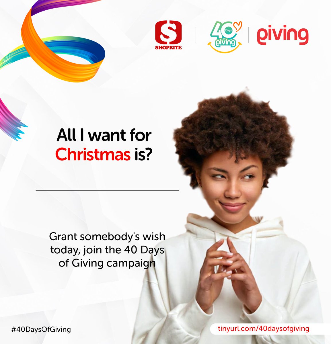 Giving_ng's tweet photo. If anyone says you can't do 2 things at once, let them know that you can make a wish and grant another person's wish!
Go ahead and share what you want for Christmas, your Santa might be in the comment section
#40DaysOfGiving #GivingNG #ShopriteNG https://t.co/TA4Y9jaESW