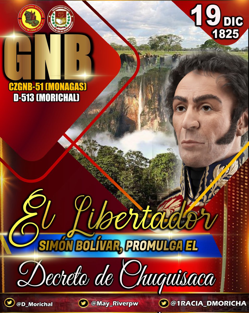 #19Dic de 1825, el Libertador Simón Bolívar firmó el Decreto de Chuquisaca, donde plasmó la necesidad de protección y cuidado de la naturaleza, así como uso racional de los recursos naturales.
