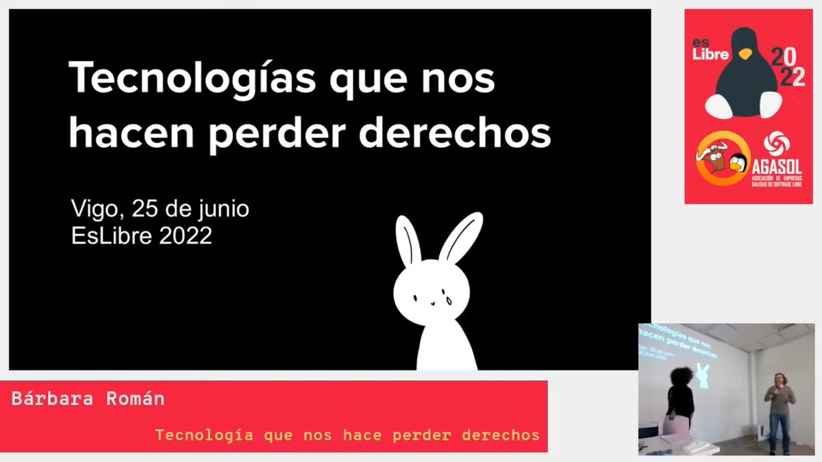 esLibre_'s tweet image. 💡 Recordando #esLibre2022:

📌 @Barbarajefaza: &quot;Tecnología que nos hace perder derechos&quot;

🐧📽️: w.wiki/5Yg3

‼️ Abierto envío de propuestas para #esLibre2023 hasta el 15 de enero.

🔗: eslib.re/2023/propuestas