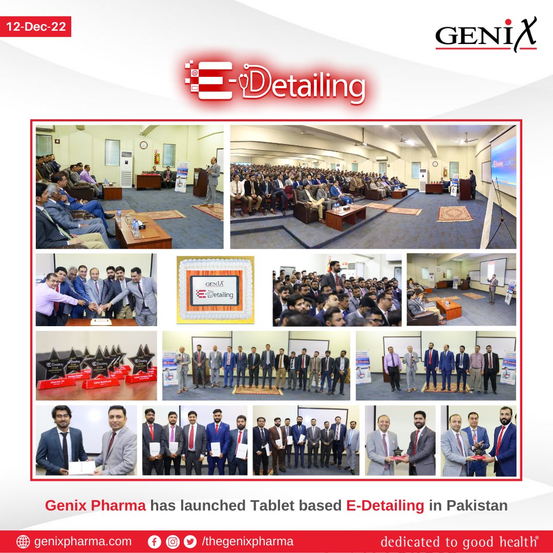 TheGenixPharma's tweet photo. Genix Pharma has launched tablet-based "E-Detailing" in Pakistan!
Through "E-Detailing" Genixian field force access up-to date content and right tools to depend relationship with healthcare professionals.
#eDetailing #digitizes #Tablet #Launch #Genixian #App #Genix #GenixPharma https://t.co/3JGkTBtkxp
