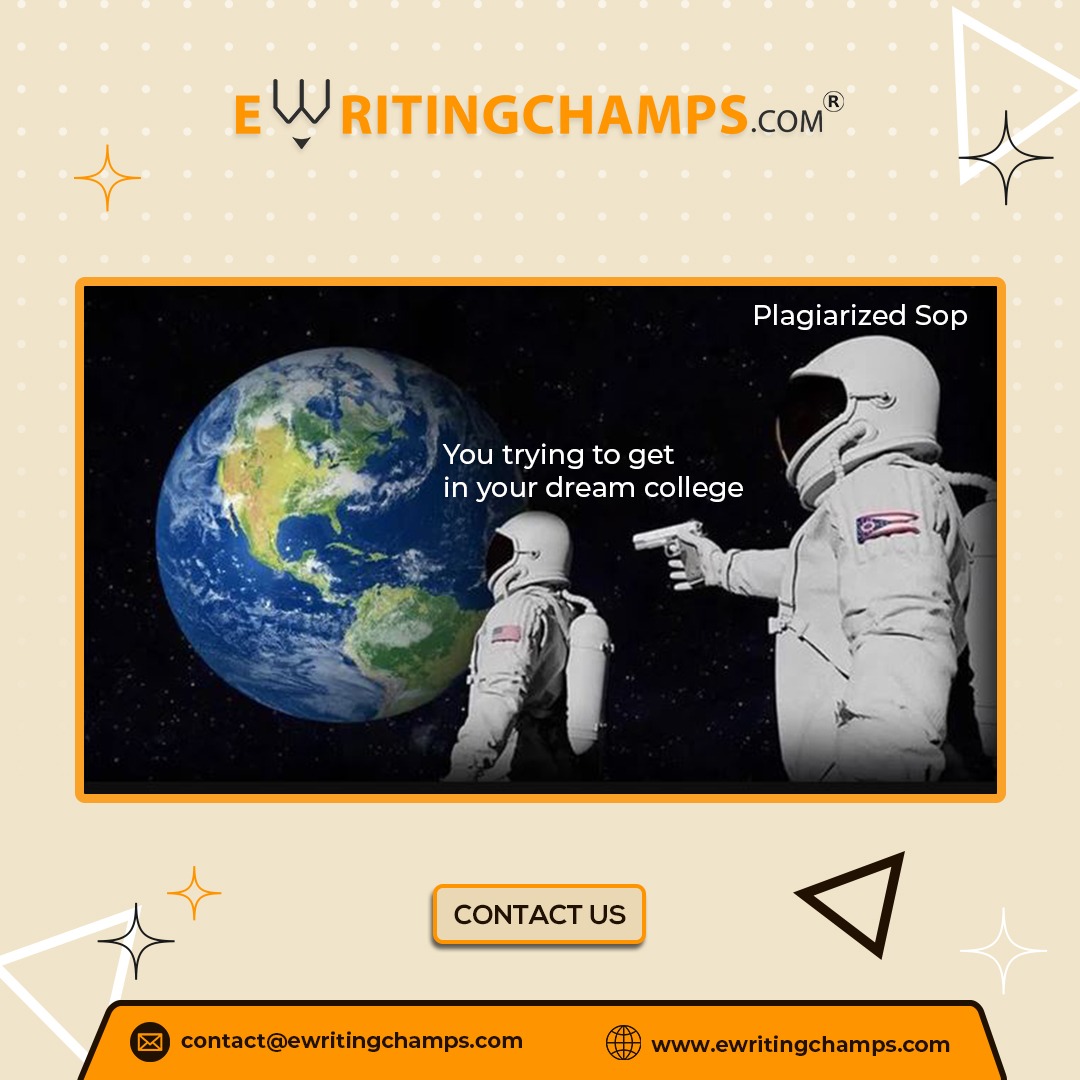 ewriting_champs's tweet photo. Well, dreaming of a great college is something everyone wants.
But a plagiarised sop can limit your chance. Thus stop being the ignorant astronaut and DM us to know more!
.
.
#ewritingchamps #plagiarized #plage #Sop #statementofpurpose #College #dreamcollege #sopservice https://t.co/hISmycYCLH