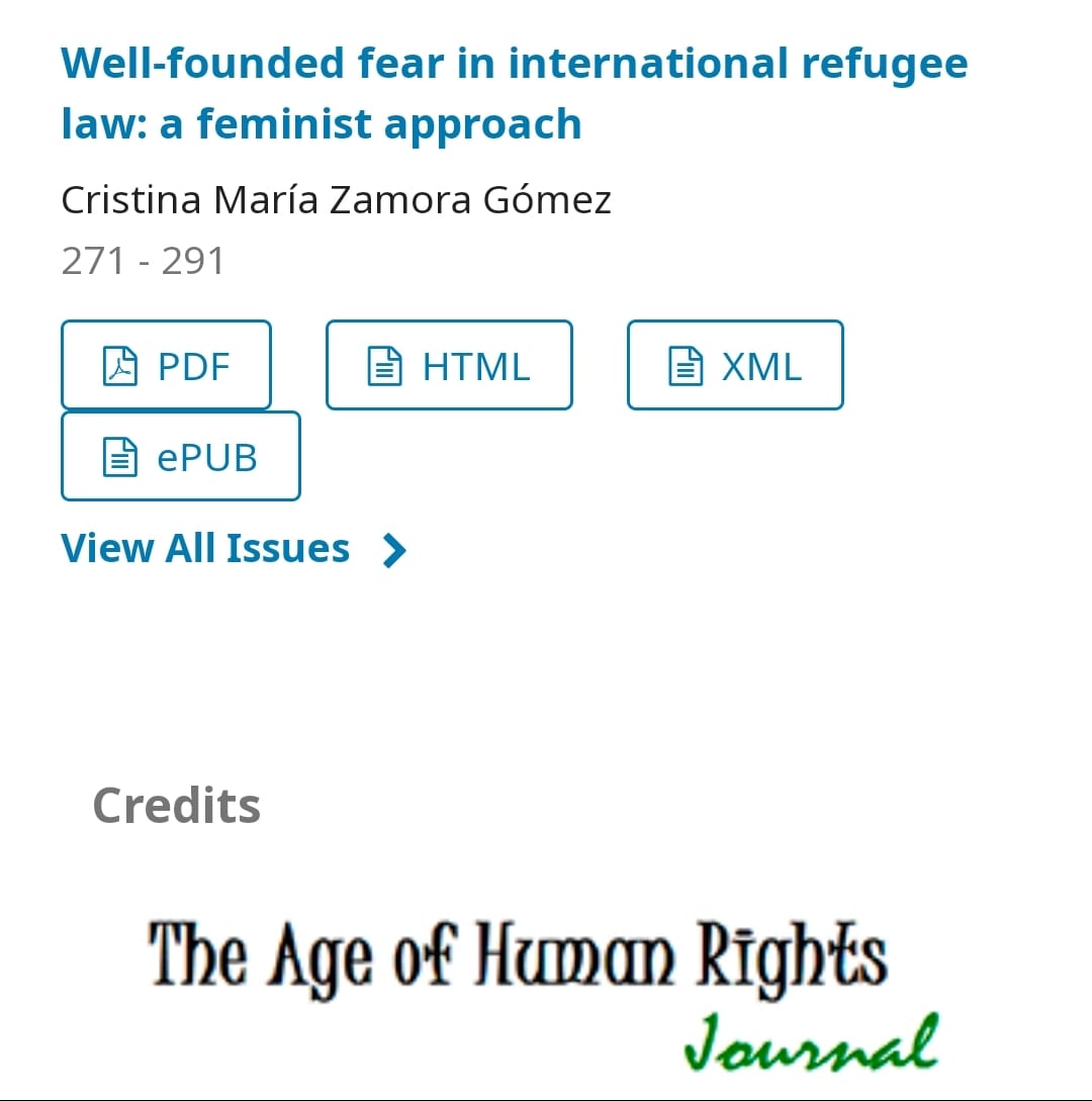 My new contribution on @ThaRights 'Well-founded fear in international refugee law: a feminist approach'

👇
acortar.link/kUtabu

#RefugeeLaw #Gender