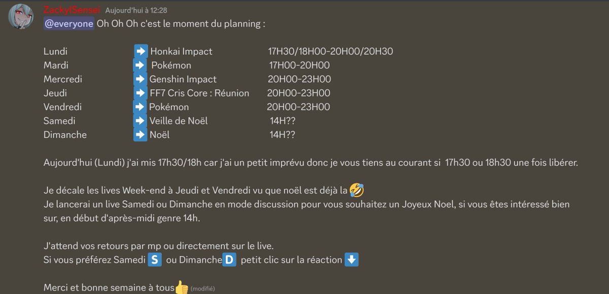 SenseiZacky's tweet photo. Planning de la semaine ☃️ :
#twitchfr #streamfr #TwitchStreamers
#崩坏3 #honkaiimpact #HonkaiImpact3rd
#GenshinImpact #Genshin
#Pokemon #PokemonScarletViolet #PokemonEcarlateViolet
#CrisisCoreReunion #FFCCR #FFVIIR
https://t.co/qXSyZ1pv1U
Like & RT si vous aimez le contenu 😉 https://t.co/W5oulgqyi7