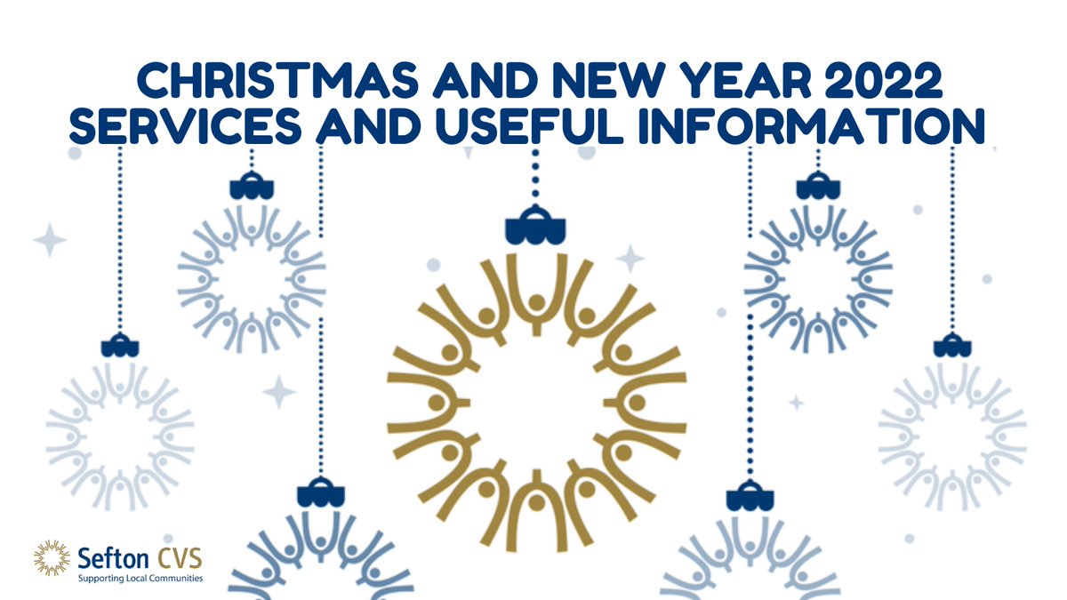 Our offices in Waterloo &amp; Southport will be closed from 12:30pm on Thursday 22 December 2022 and will reopen from 9am on Tuesday 3 January 2023.

During this period, for more about Christmas and New Year services and activities in #Sefton please visit: seftoncvs.org.uk/christmas/