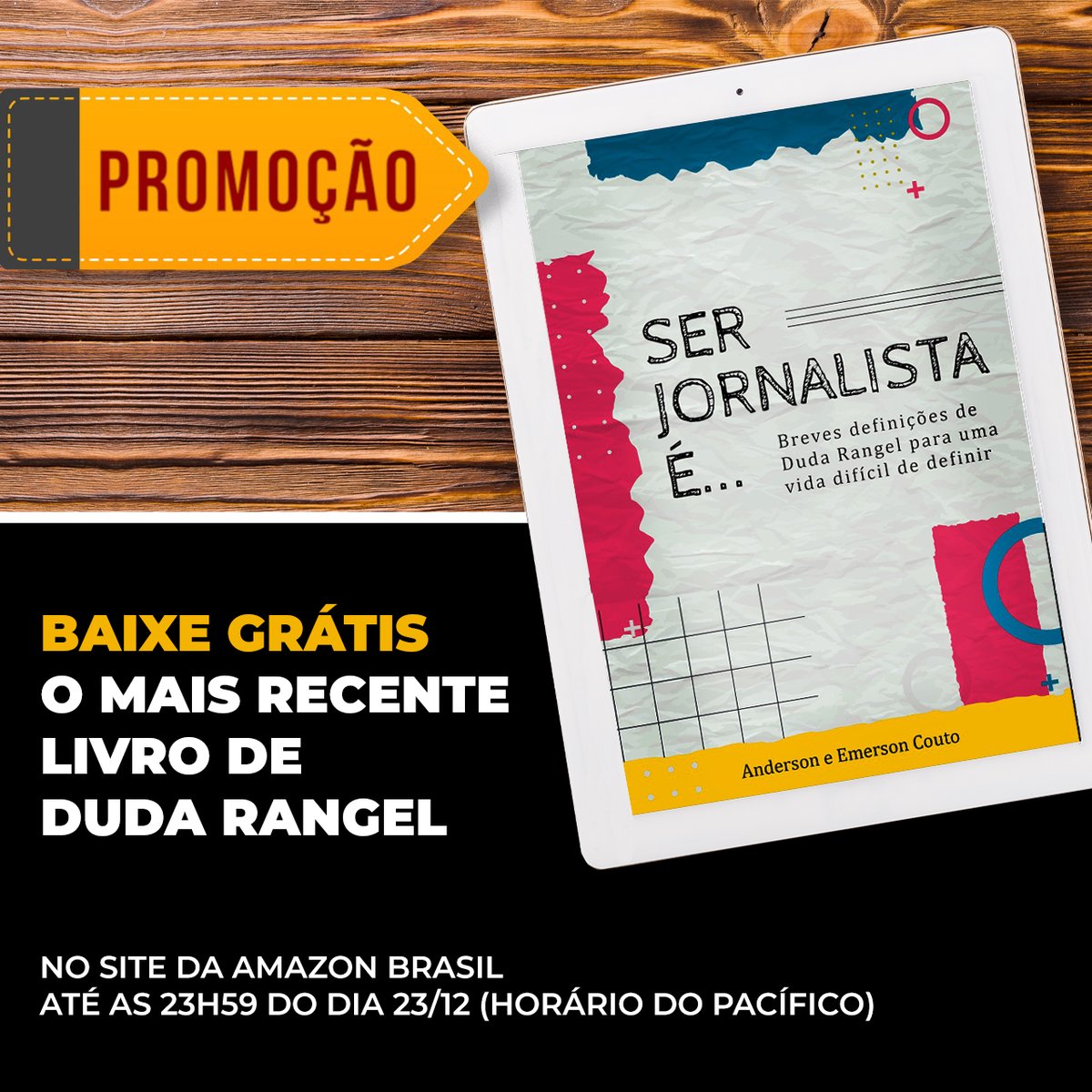 duda_rangel's tweet photo. Um presente especial de fim de ano para vocês. O meu e-book "Ser jornalista é..." pode ser baixado gratuitamente na Amazon.

A promoção vai até as 23h59 do dia 23/12 pelo horário do Pacífico (ou 4h59 do dia 24 pelo horário de Brasília).

É só acessar https://t.co/K04WUmFCZt https://t.co/E3LDDS7lVH