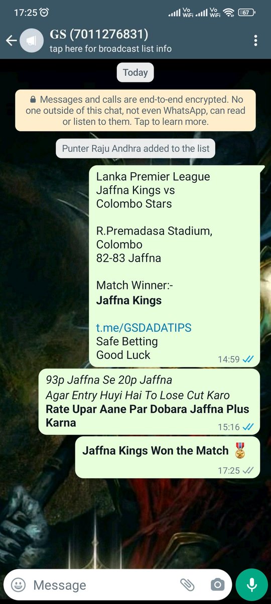 gsdadatips's tweet photo. #JKvCS #JKvsCS #CSvJK #CSvsJK #ColomboStars #JaffnaKings
#LankaPremierLeague #LPL #LPL2022 #LPLt20 #LankaCricketLeague #LankaT20League #LPL22 #LankaPremierLeague22 #LPLTipster #LPLTipper #T20
#IPL #PSL #BBL #CPL #Tipper #Tipster #Betting #Jackpot #MatchPrediction #SessionTips https://t.co/jzRlthJ6zE