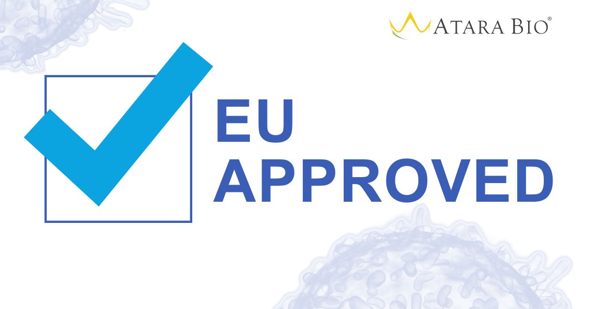 Atarabio's tweet photo. Alongside @PierreFabre we're proud to announce @EMA_News approved our allogeneic T-cell therapy to treat adult & pediatric patients 2 years of age & older with r/r #EBV+ #PTLD, marking the first ever approval of an off-the-shelf T-cell immunotherapy. More: https://t.co/iiavF0kXTy https://t.co/Y6f1JtjIG5