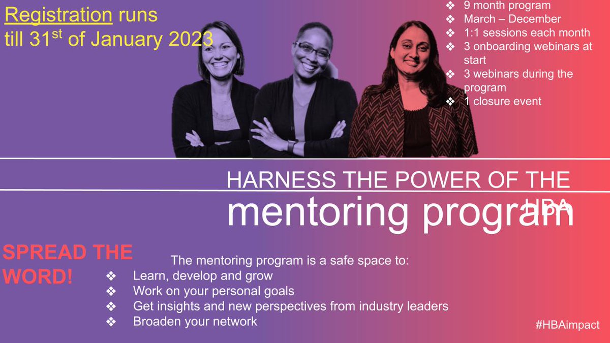 hbanet_eur's tweet photo. 🎁Invest in yourself in 2023! Make yourself a Xmas present and register to HBA Europe Mentoring Program!
Early bird registration is open until 31st December: https://t.co/hZCEoVbe7X 

#investinyourself #HBAimpact #HBAEurope #community #mentoring https://t.co/JkgTgtver0