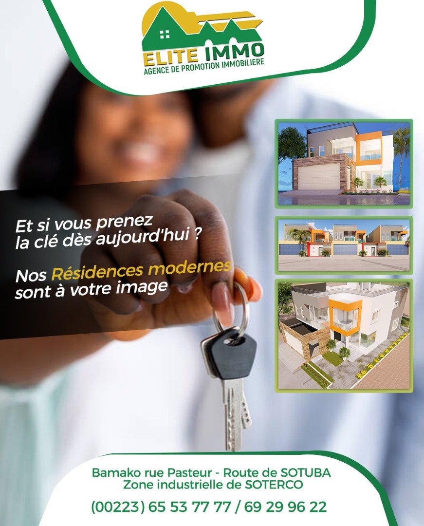 EliteMali's tweet photo. Il vous suffit juste d'une décision pour cette clé de votre Résidence #PRESTIGE

Plus, vous pouvez visiter :
☎️ : (00223) 65 53 77 77
Ou 👉: https://t.co/MKeyOEh8E8 

#Élite_Immobilier_SARL, Votre nouvelle vision de l’habitat ! https://t.co/BFF8EfORAm