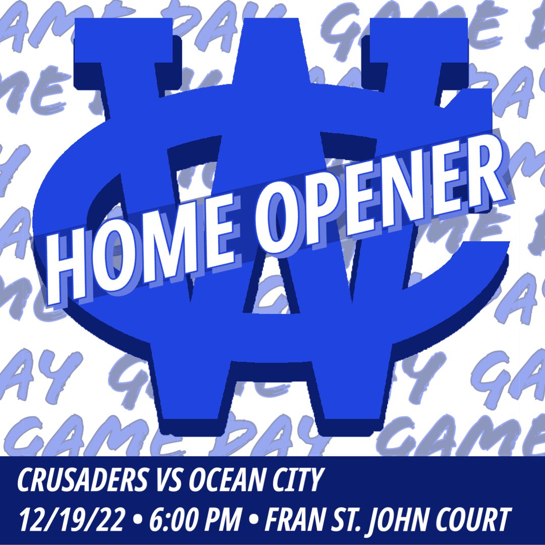 GAMEDAY &amp; SAINT’S DAY
🚾🏀 
🆚OCEAN CITY
⏰ 4:30 JV
🚾 DEDICATION TO SAINT
⏰ 6:00 VARSITY
📍FRAN ST. JOHN COURT, WCA