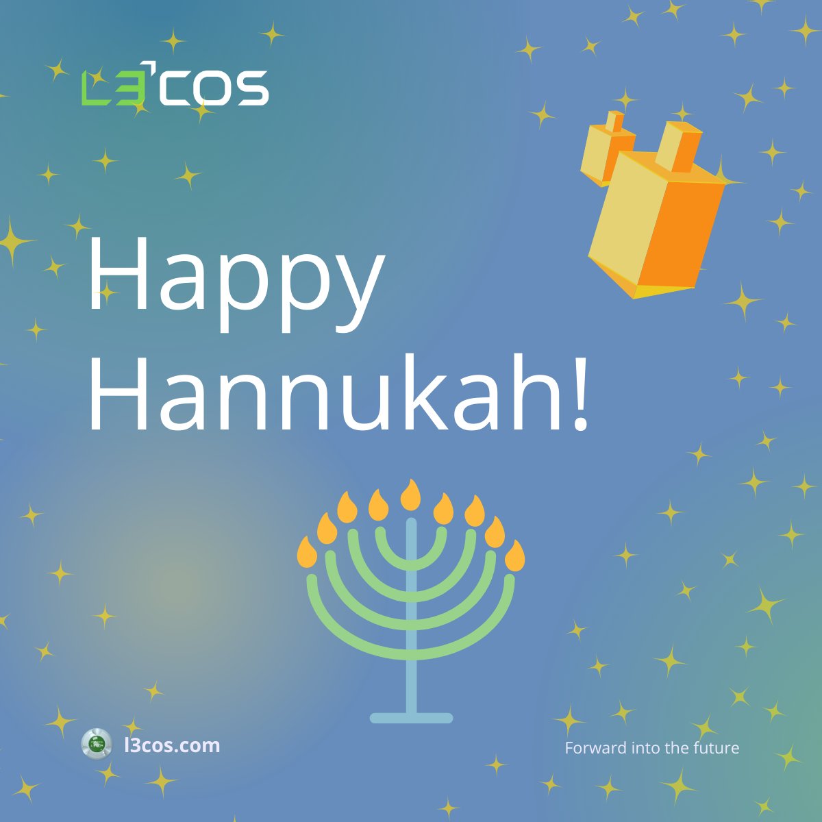 L3Cos's tweet photo. Happy Hannukah from L3COS!

Forward into a *bright* future https://t.co/N5PYKjH7uq