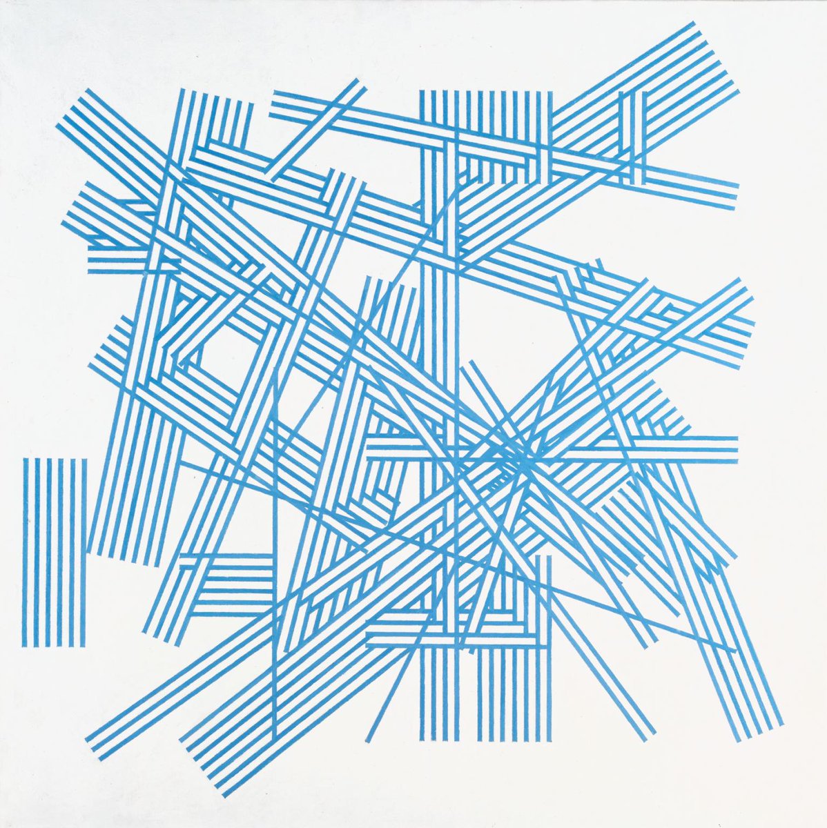 Tate's tweet photo. Our #WorkOfTheWeek is a painting belonging to the 1972 'Chance and Order' series, by painter and sculptor #KennethMartin. 

Martin was inspired by Constuctivism and nature-abstraction, following a deeply felt response to the natural world. 🍃 💙 https://t.co/jqsDuDjSPT https://t.co/GS543A1WvK