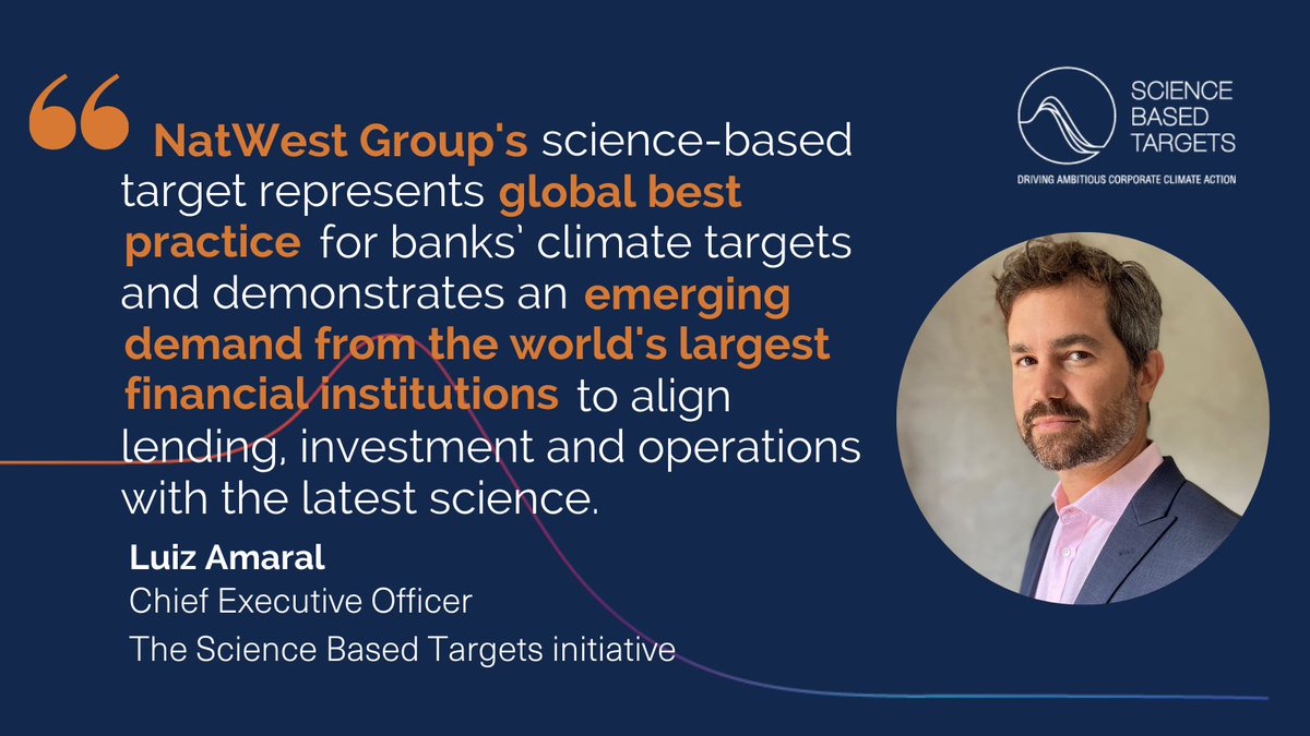 We’re pleased to share that @NatWestGroup, one of the largest banks globally, has published its validated 1.5°C science-based target with the #SBTi.