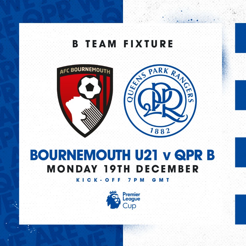 QPR's tweet photo. ⚽️ Monday night football for 𝗤𝗣𝗥 𝗕.

The R's are back in Premier League Cup action at Bournemouth tonight 🏆

#QPR | #QPRB