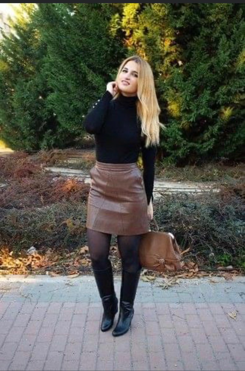 Milfs In Leather K On Twitter Lovely Brown Leather Skirt