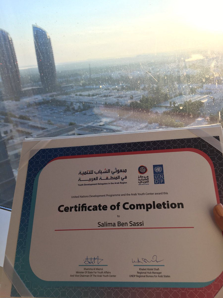 Fulfillment of my mission as a🇹🇳 youth development delegate by attending the graduation ceremony in <a href="/ArabYouthCenter/">مركز الشباب العربي</a> within the presence of Mr <a href="/KhaledAbdelSha1/">Khaled Abdel Shafi</a> and handing over to the 2nd cohorts' delegate to continue the work on youth empowerment.