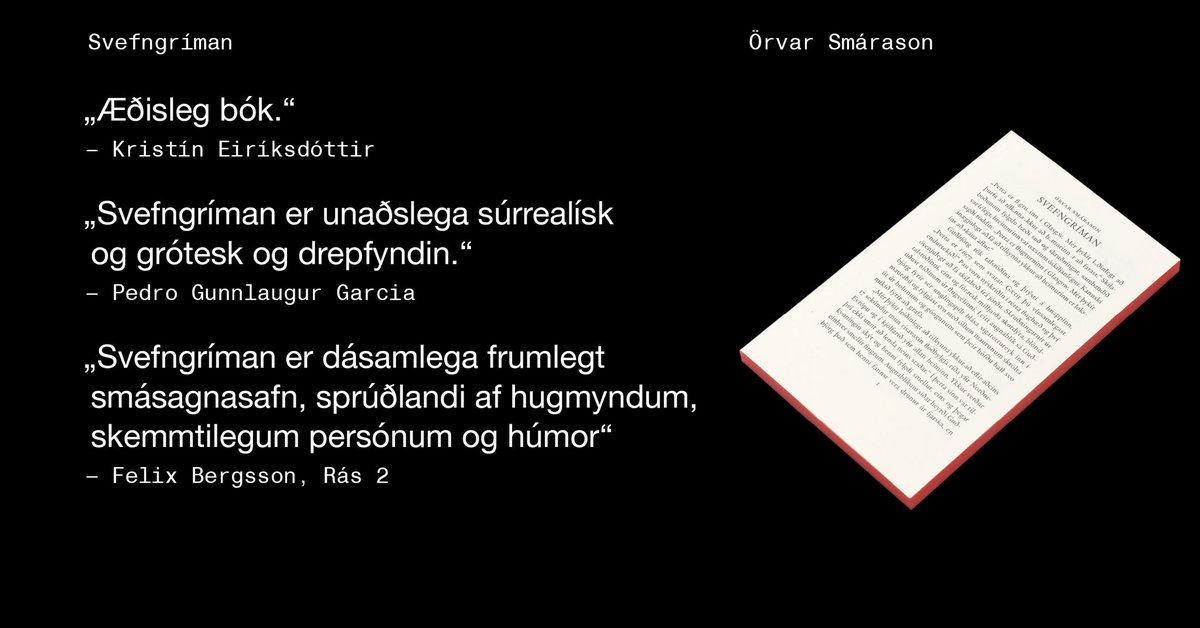 Takk fyrir frábærar viðtökur á Svefgrímunni. Látið mig vita ef ykkur vantar eintök af bókinni í jólapakkana  🎁 Ég teikna, árita, skutla og moka tröppurnar ykkar.