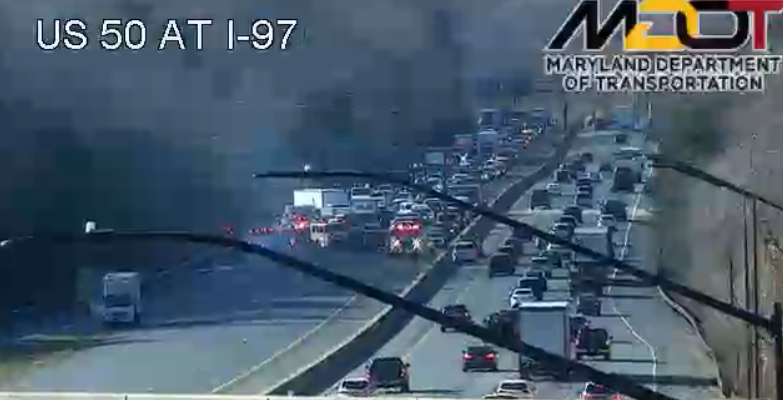 Uh-oh.  EB 50 near I-97 - all traffic STOPPED for vehicle fire cleanup #mdtraffic #dctraffic 

Traffic 🔗 wtop.com/traffic
Listen 🔗 live.wtop.com/listen
Tipline: 📞 866-304-9867