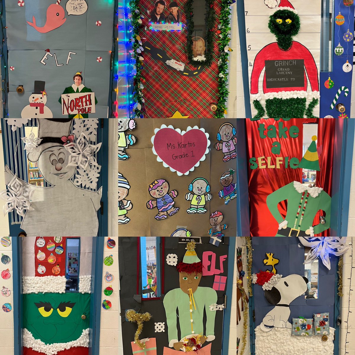Some impressive doors for our door decorating contest! #holidaymovies @LC3_TDSB @tdsb @TDSB_Arts