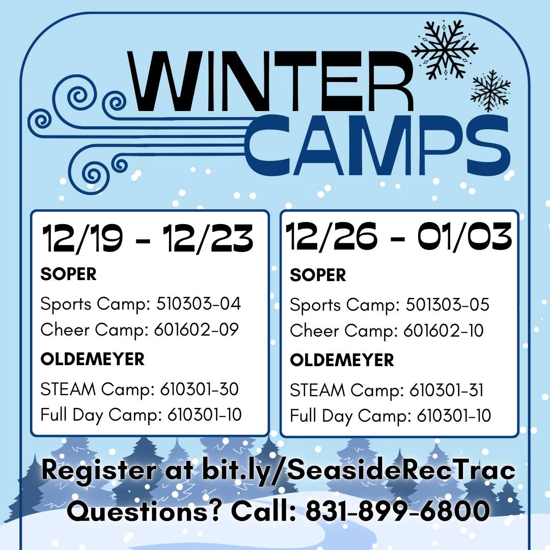 SeasideCreates's tweet photo. There is still time to register for our remaining Winter Camps! The City of Seaside's  Recreation Department has a wide variety of camps for your kids located at both Soper and Oldemeyer! 

To register, please go to https://t.co/I2pgg4tjId https://t.co/tNPRUMAc1w