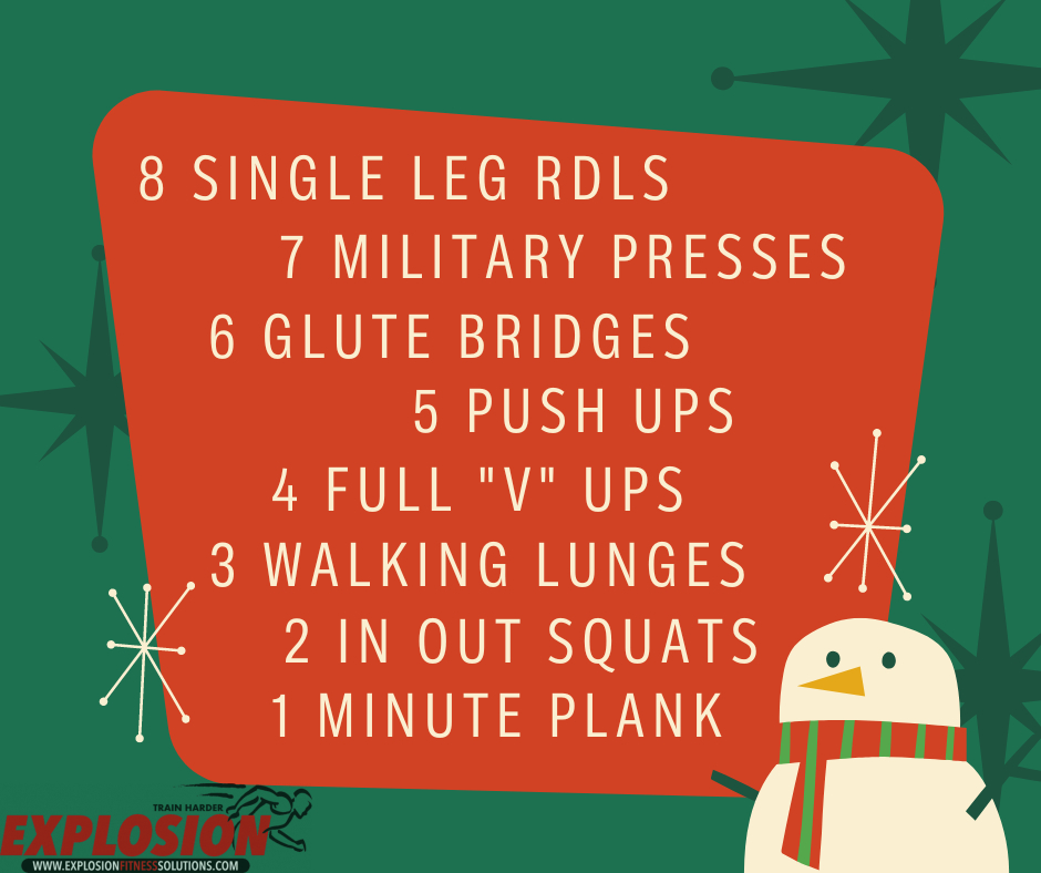 On the eighth day of Fitmas, my trainer gave to me... 8 Single Leg RDLs, & Military Presses, 6 Glute Bridges, 5 Push Ups, 4 Full 'V' Ups, 3 Walking Lunges, 2 In Out Squats and a 1 Minute Plank. . .#fitmas #merryfitmas #teamefs #trainharder #trainsmarter #whywaitforthenewyear