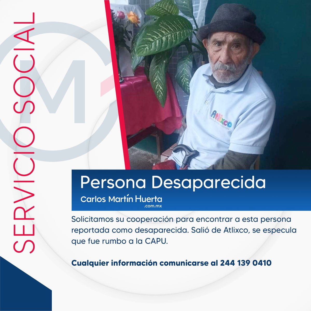 #ServicioSocial | 🔍 Solicitamos de su cooperación para localizar a esta persona reportada cómo desaparecida. Recuerda que una forma de ayudar es compartir.