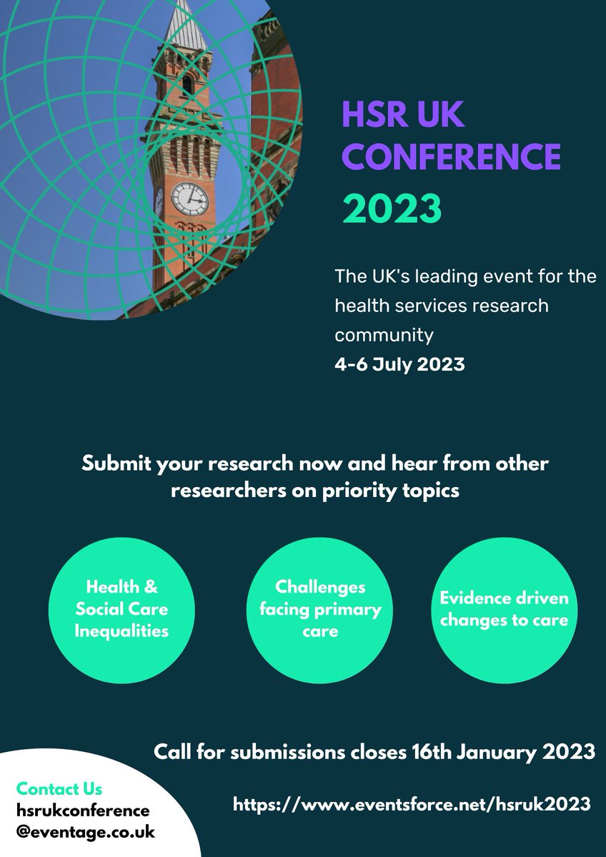Health Services Research UK (@hsrn_uk) on Twitter photo ๐Submissions for #HSRUK23 are now open! Whether you have research to present or a great idea for a workshop/learning & development session - submit your proposal by 12pm 16th Jan & join us at <a href="/unibirmingham/">Uni of Birmingham</a>, 4-6 July 2023: bit.ly/3VLXXA5 ๐Submissions for #HSRUK23 are now open! Whether you have research to present or a great idea for a workshop/learning & development session - submit your proposal by 12pm 16th Jan & join us at <a href="/unibirmingham/">Uni of Birmingham</a>, 4-6 July 2023: bit.ly/3VLXXA5