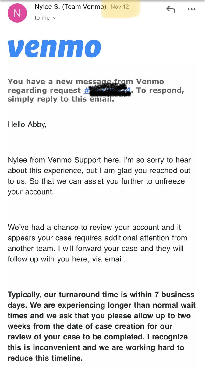 AbbyCP's tweet photo. Beware, @Venmo will drop your ass with no previous warnings over “fraudulent” activity, promise to look over your appeal and get back to you within 7-14 business days, and then ghost you worse than any fuck boy. It’s been over a month and 🦗🦗🦗 https://t.co/3qYV1WTj4M