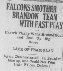 WpgFalcons's tweet photo. #OTD in 1919 the @thebrandonsun carried the unwelcome news that their hometown hockey team had been soundly defeated by the Winnipeg Falcons. @MBHHOF #hockey https://t.co/FGWgMwLzA4