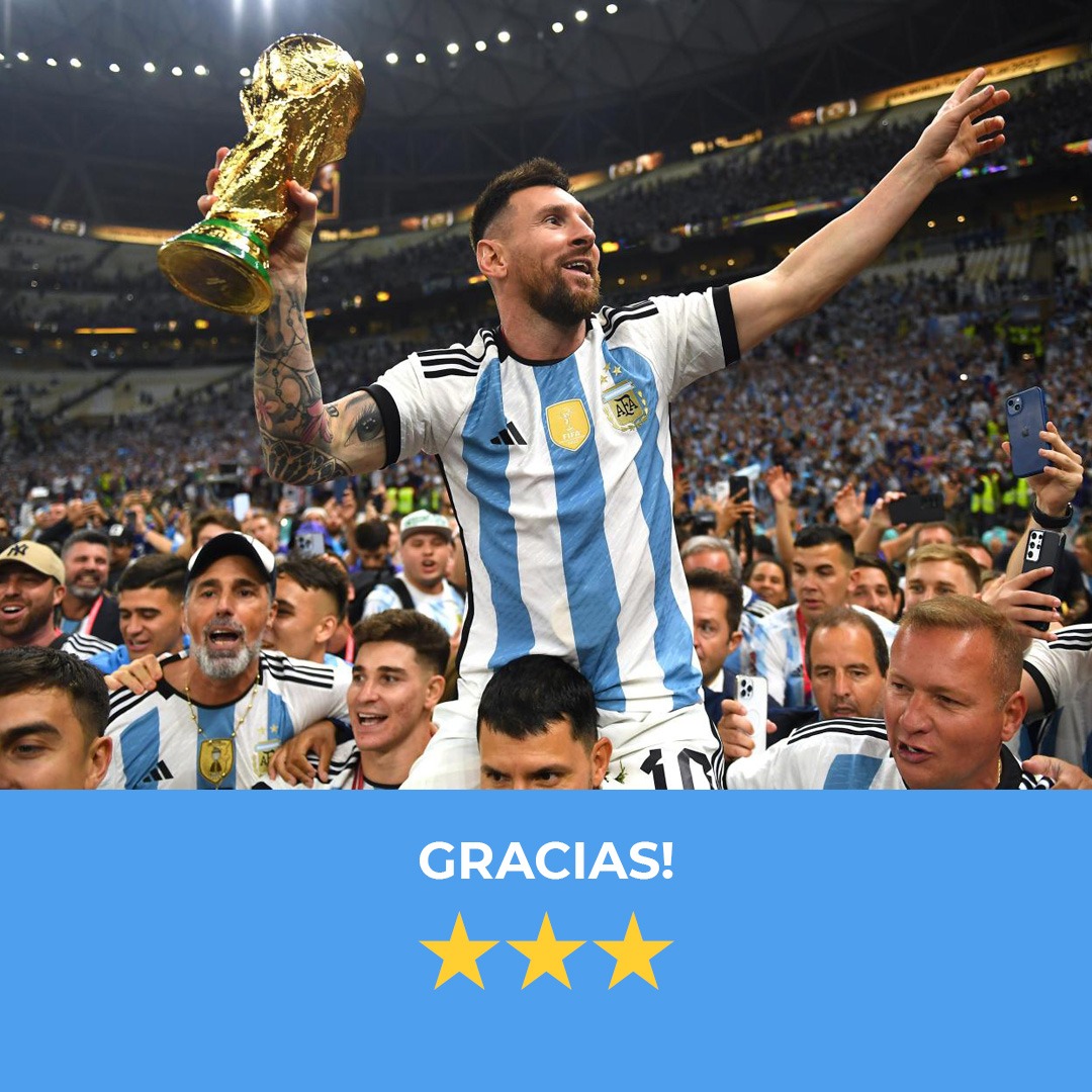 GRACIAS!⭐️⭐️⭐️

👏Nuestra Selección Nacional es el mejor ejemplo de que cuando se trabaja profesionalmente, con esfuerzo y dedicación se pueden lograr todos los objetivos. 

¡FELICITACIONES CAMPEONES!