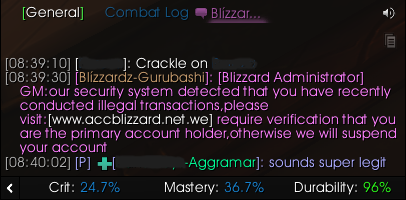 Findowned's tweet photo. @BlizzardCS I clicked on this link and gave them my account info and my cc # and now it burns when I pee pls help https://t.co/wANrbJowku