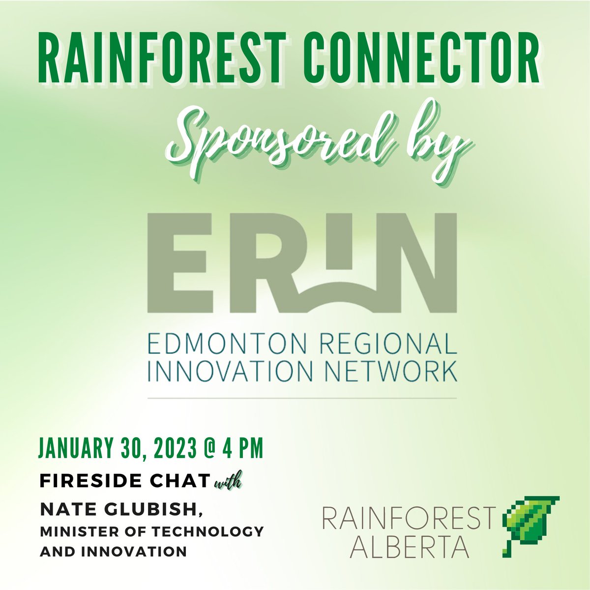 Thank you to our event sponsor <a href="/EdmontonRIN/">Edmonton RIN</a>⭐️

We are grateful for your partnership and support of Rainforest #YEG Events.

Register: bit.ly/3hA3pHC

#startup
#techevents
#entrepreneur
#techstartup
#leadership
#entrepreneurship
#networking
#innovation 
#firesidechat