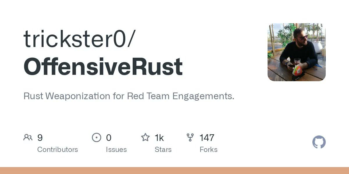 0xor0ne's tweet image. Very cool repo for learning how to use rust for offensive security

github.com/trickster0/Off…