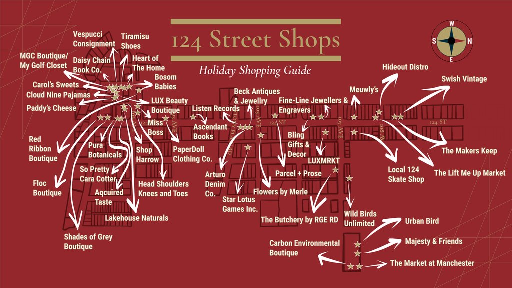 shop124street's tweet photo. Hey #YEG ๐ Not too late to shop local at 124 Street & Area this holiday season. You can shop gifts, dine in, visit an art gallery, and more! Tell us which are your fav spots on our neighbourhood? Tag them! #shop124street #yegshoplocal #exploreedmonton https://t.co/lBXhBTNBj5