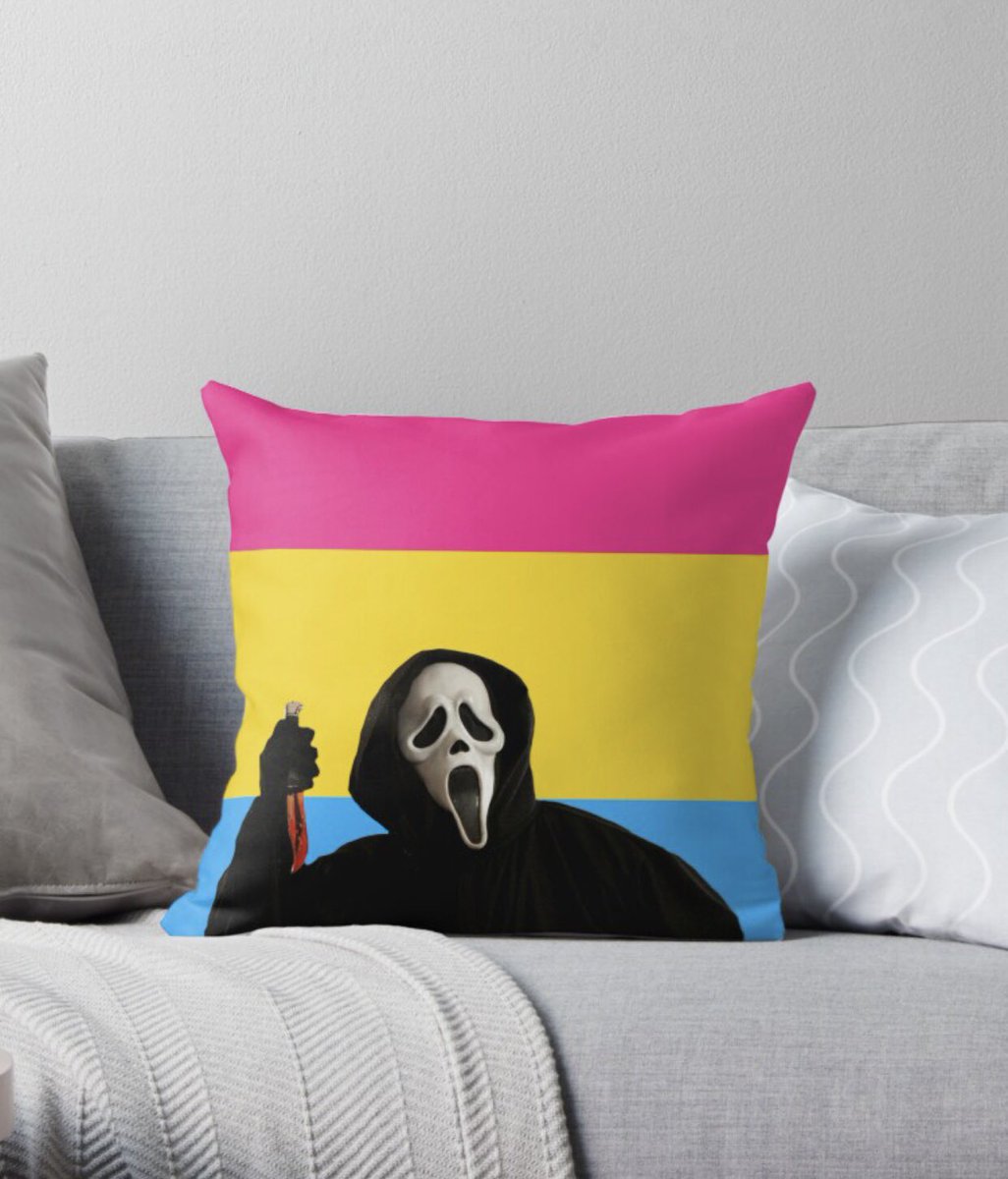 pansexual pride ghostface shirts, pillows, tote bags, stickers, art prints, posters &amp; phone cases available on my redbubble store link in bio