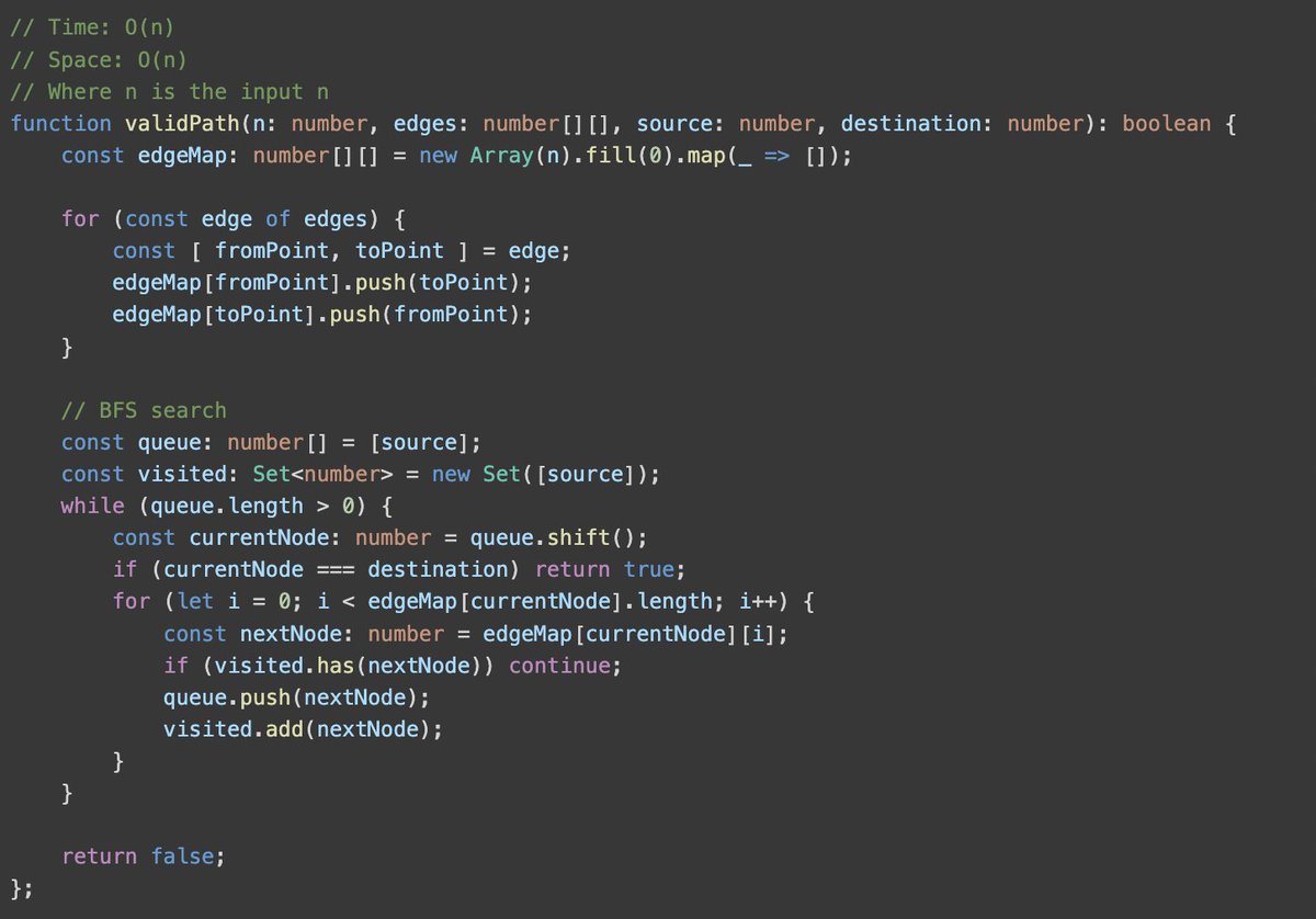 enhsu79's tweet photo. Day97
Leetcode daily, 1971. Find if Path Exists in Graph

#100DaysOfCode #leetcode #TypeScript https://t.co/B89Asc08CS