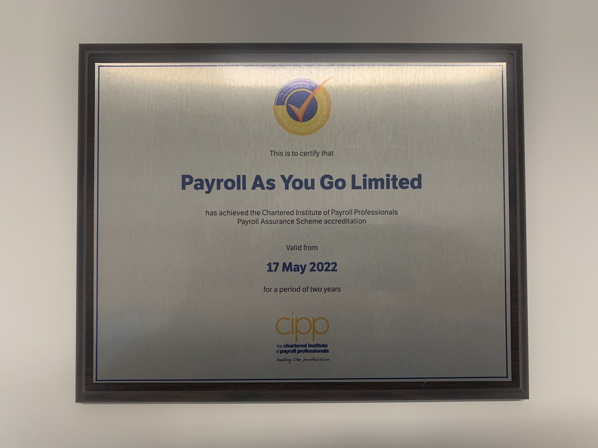 payrollasyougo's tweet image. We are delighted to announce that Payroll As You Go Limited has now been CIPP measured and accredited into the Payroll Assurance Scheme (PAS) for 2022! CIPP (Chartered Institute of Payroll Professionals) has deemed our services as dedicated and compliant in the realm of payroll!