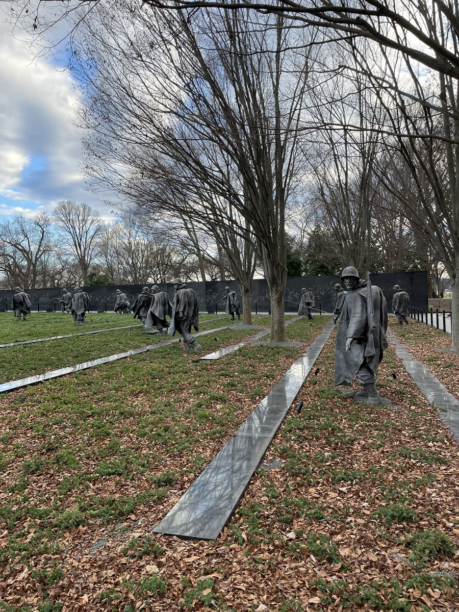 PockHistory's tweet photo. Next, the spectral giants of the Korean War memorial, with fascinating insights from Mr Hall (as ever) #howweremember https://t.co/ySodGX7ZE2
