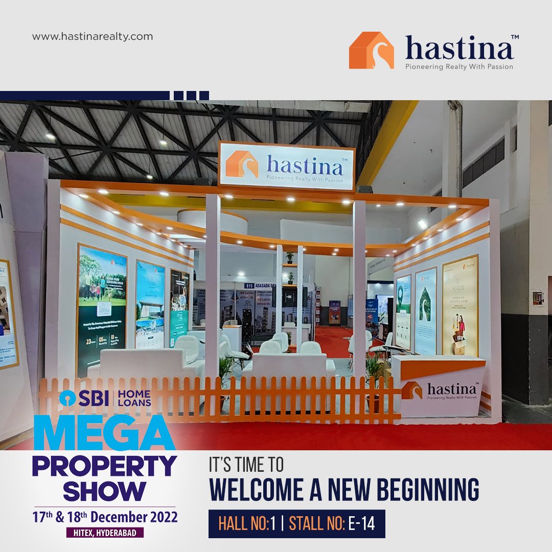 HastinaRealty's tweet photo. Making dreams a reality with our iconic residential projects. Here’s a glimpse of our stall at the SBI Home Loans Mega Property Show at Hitex, Hyderabad.

#Hastina #HastinaRealty #Plots #Plotsforsale #ResidentialPlots #investmentproperty #sbipropertyshow2022 #homeloans #Hyderabad https://t.co/ox8qHjJoDY