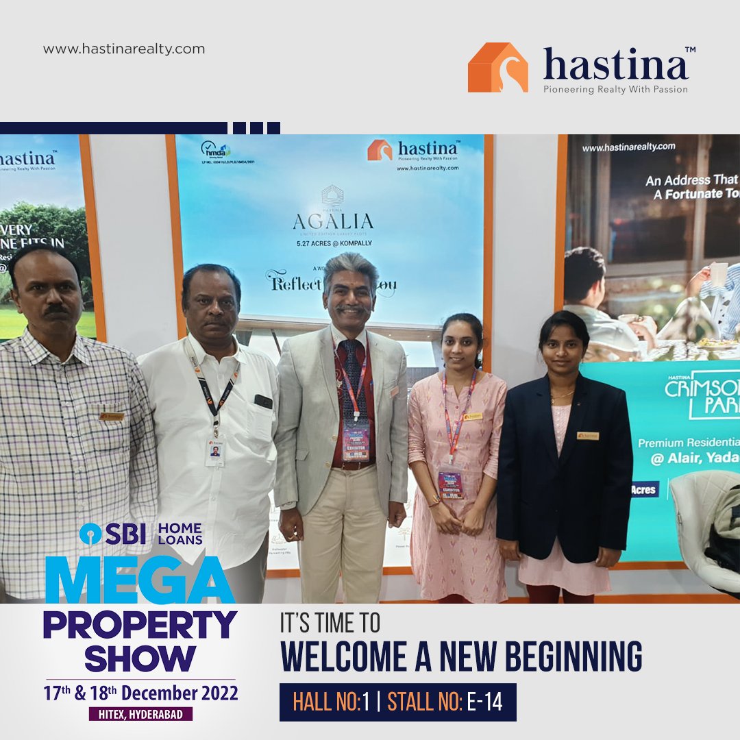 HastinaRealty's tweet photo. Making dreams a reality with our iconic residential projects. Here’s a glimpse of our stall at the SBI Home Loans Mega Property Show at Hitex, Hyderabad.

#Hastina #HastinaRealty #Plots #Plotsforsale #ResidentialPlots #investmentproperty #sbipropertyshow2022 #homeloans #Hyderabad https://t.co/ox8qHjJoDY