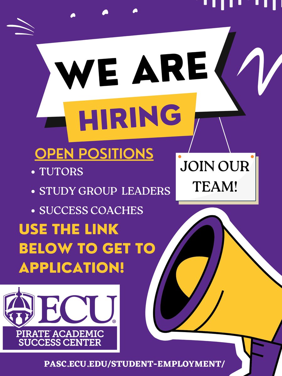 Looking for a job for the spring semester? Look no further than the PASC! #SuccessStartsHere