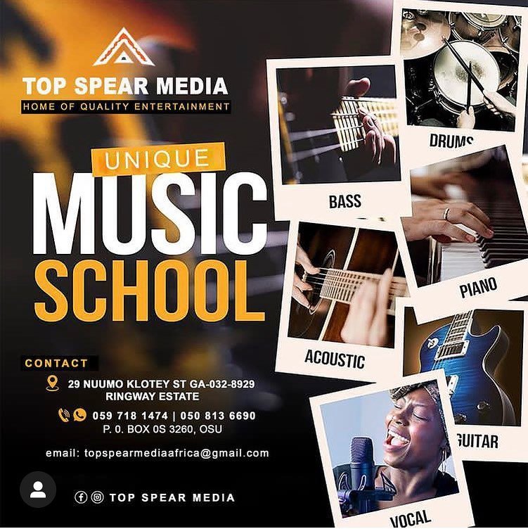 TopSpearMedia's tweet photo. :
:
Or email us :topspearmediaafrica@gmail.com
#basslessons #drumslessons #acousticlessons #pianolessons #vocallessons #guitarlessons See less
— in Ringway Estate, Accra. See less See less S See less See less See less
— in Ringway Estate, Accra. https://t.co/PL9hY9W88w